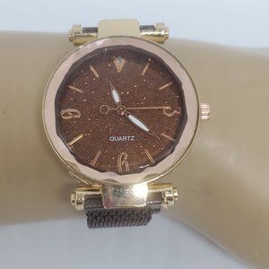 Rose Gold & Chocolate Brown Magnetic Starry Sky Wrist Watch